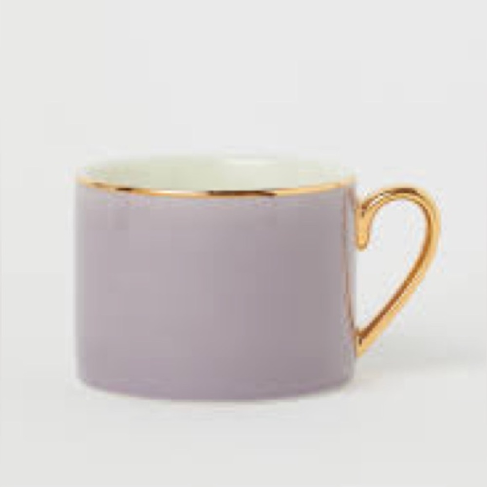 H&M PORCELAIN CUP DUSTY PINK GOLD RIM NEW